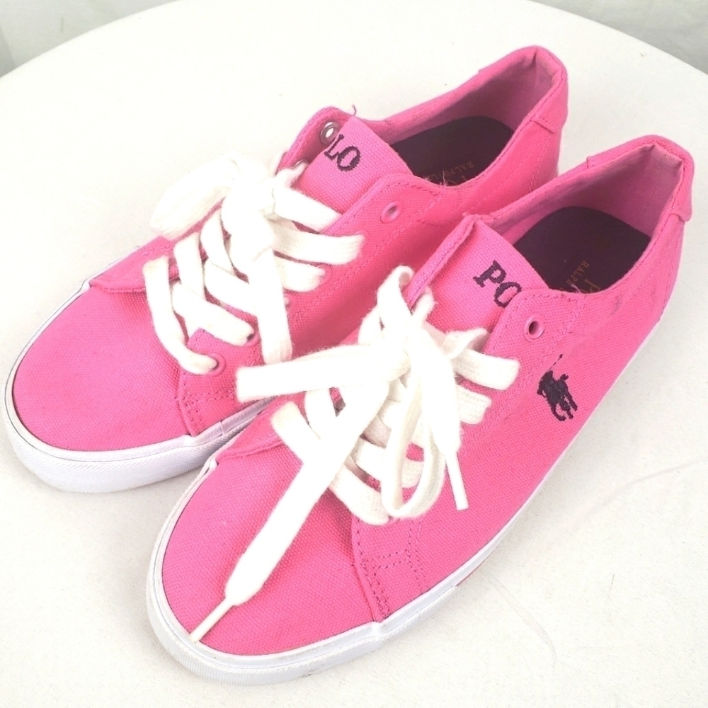 Polo Ralph Lauren BIG Girl's Pink Canvas Sneakers Sz 4.5
